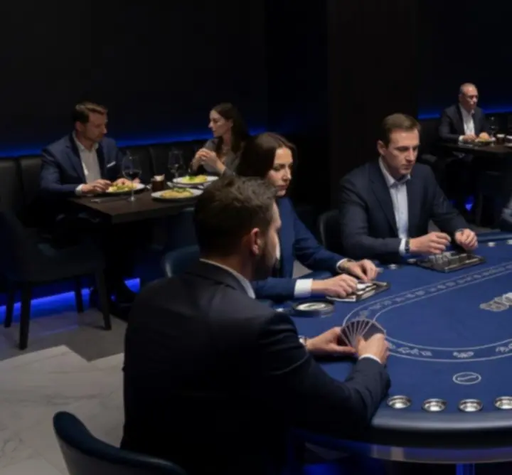Elegancki stolik restauracyjny połączony z pokerowym stołem w Polska Social Lounge