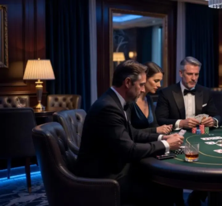 Prywatny wieczór pokerowy w eleganckiej restauracji lounge